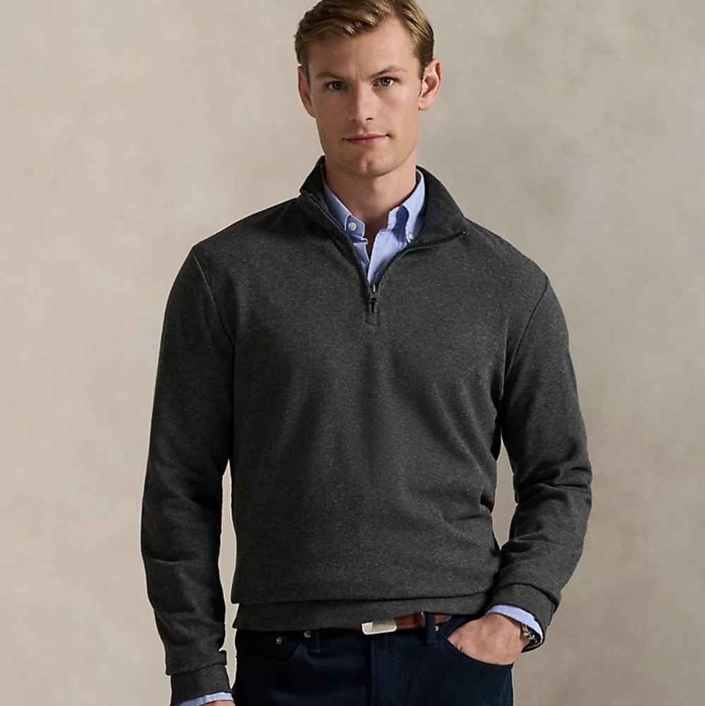 Polo Ralph Lauren Textured Quarter-Zip Pullover In Windsor Heather M
